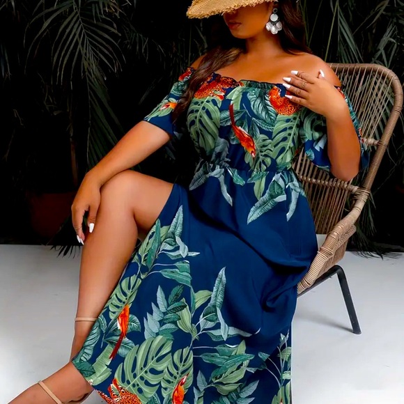 Tropical flowing dress - Picture 1 of 2